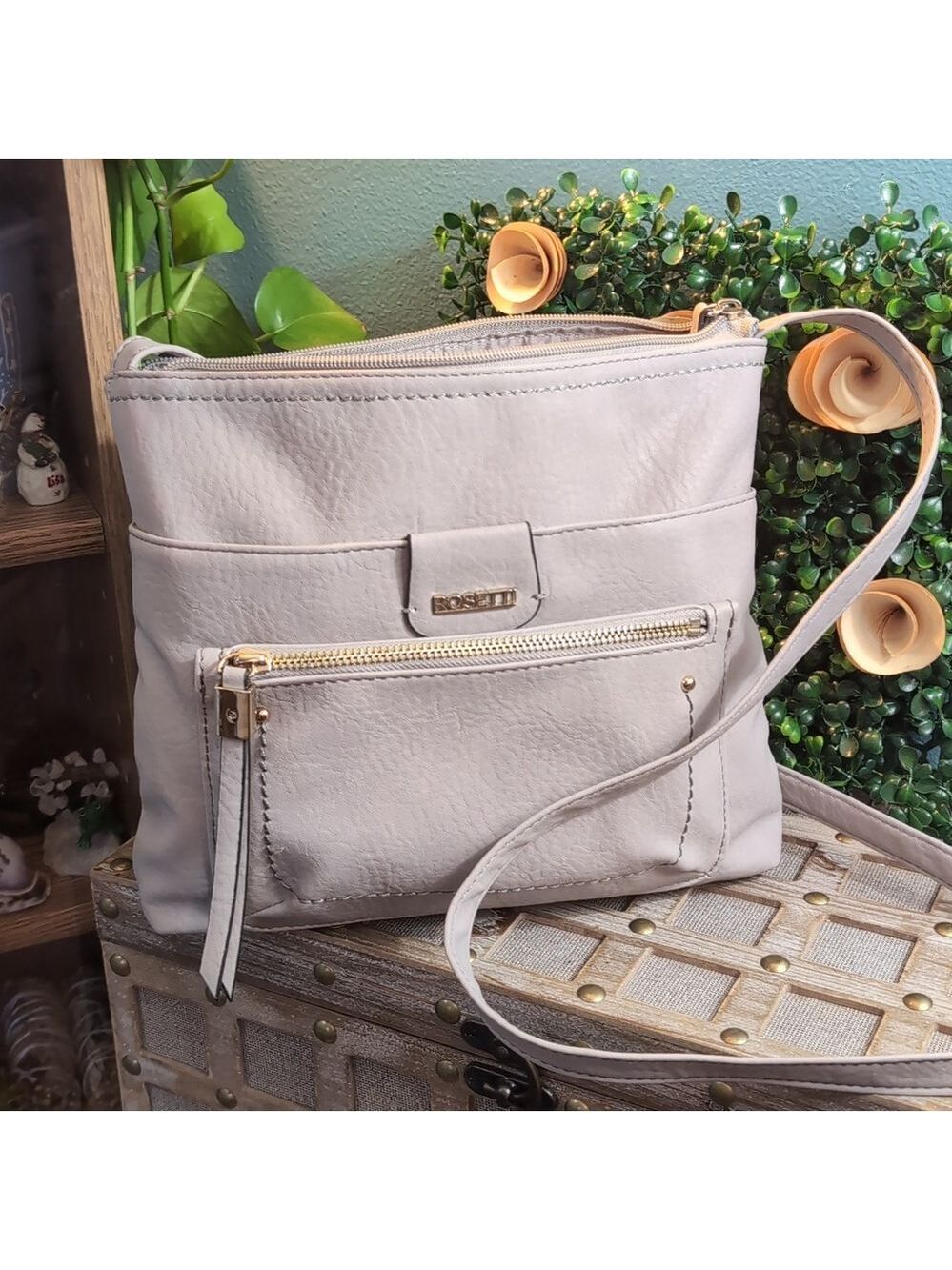 Rosetti Stone Gray Crossbody Bag